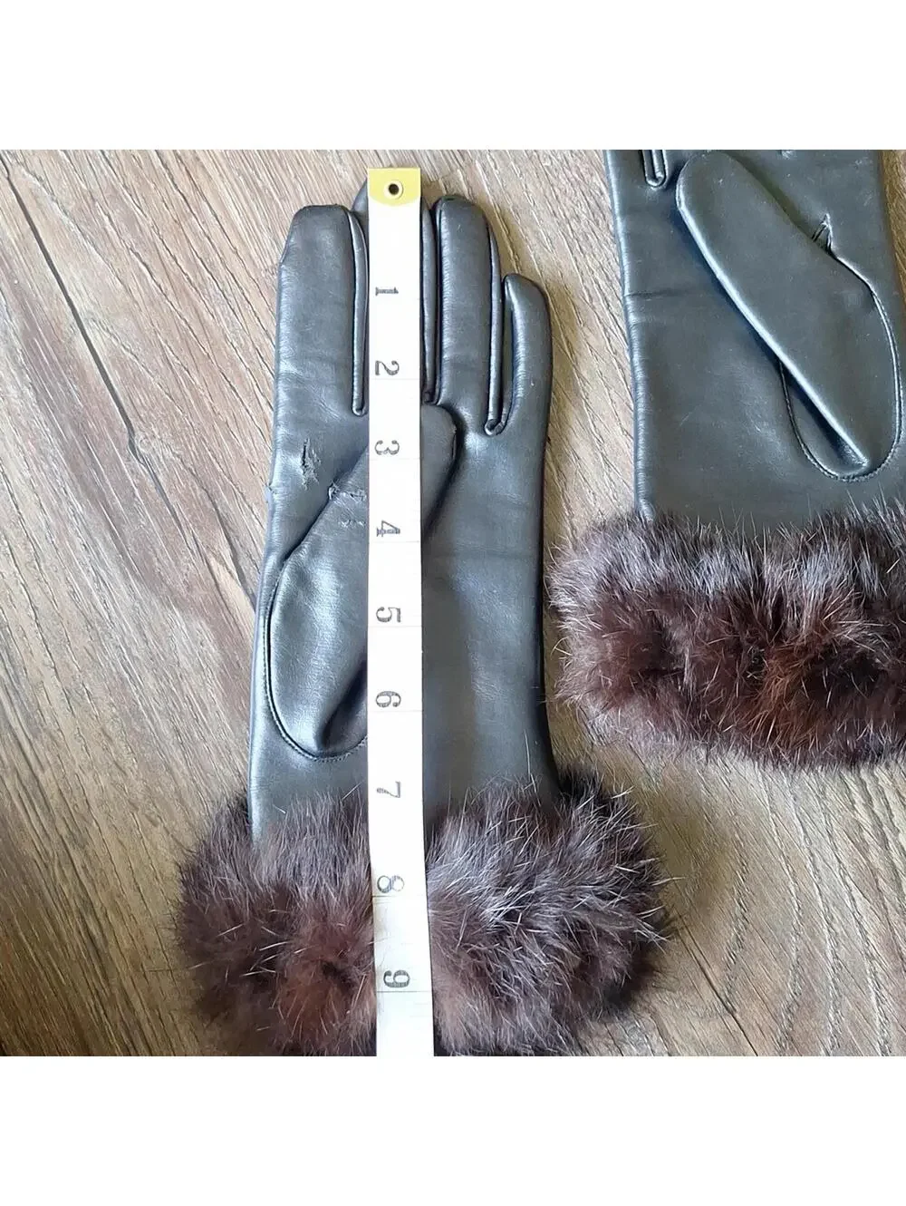 Vintage Black Leather Cotton And Fur Driving Fashion Glove